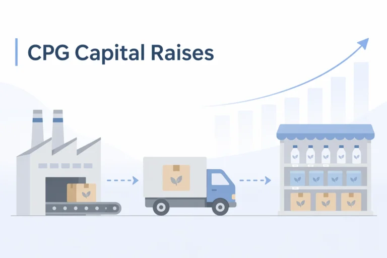 CPG capital raises concept showing product supply chain growth and funding strategy illustration