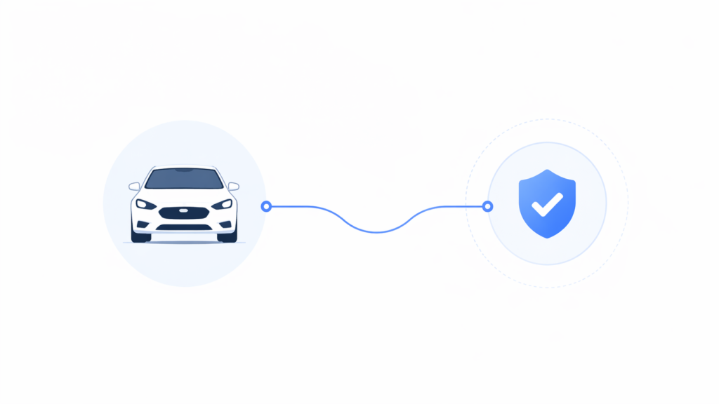 Opera Tech Ventures Wrisk investment concept showing simple embedded insurance with a product icon connected to a shield icon in a minimal modern design