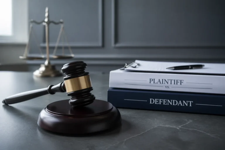 "Professional courtroom scene with a gavel and legal documents, symbolizing a legal dispute between Edward Jones and Kingsview Advisors. The image is minimalistic with neutral colors like gray and blue, conveying seriousness and professionalism."