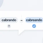 Minimal illustration comparing “cabrando” and “cabreando” with a checkmark and question mark, showing correct vs incorrect word usage.