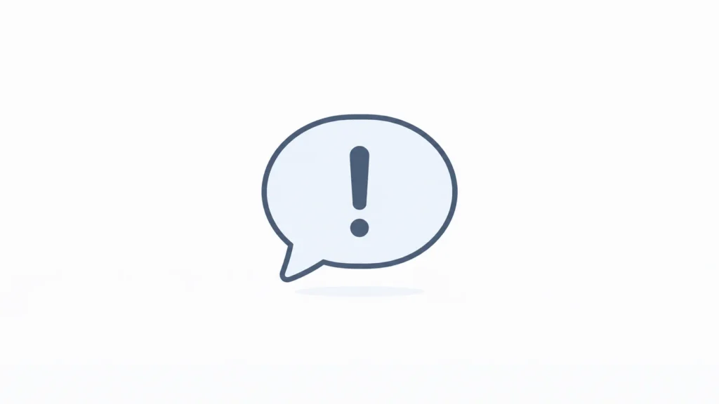 cabrando, 
Minimal speech bubble icon with exclamation mark representing confusion or emotion in language in a clean, modern design.