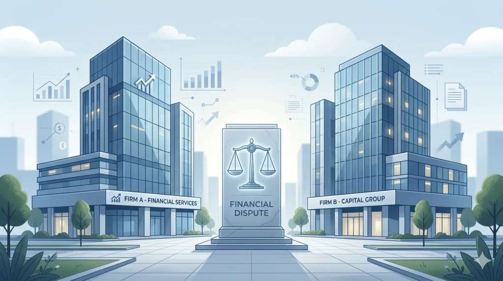 Edward Jones Kingsview Advisors lawsuit concept showing financial firms in legal dispute with justice scales and corporate background