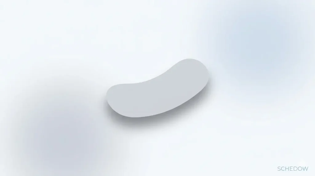 Minimal abstract design showing the concept of Schedow with a single shape casting a soft shadow on a clean gradient background, representing modern branding simplicity.
