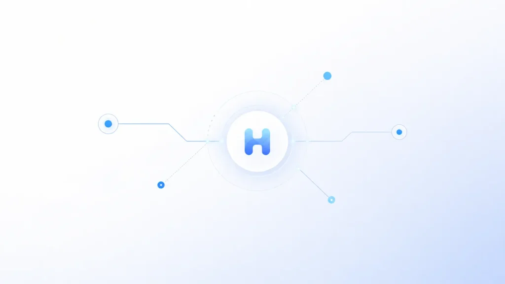 Minimal Harouxinn concept illustration with central abstract node and simple connected lines on a clean background