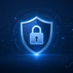 A modern cybersecurity-themed illustration showing a glowing digital lock and shield in the center, surrounded by subtle encrypted code lines and network patterns, representing the concept of 123safe67 as secure digital access and protection.