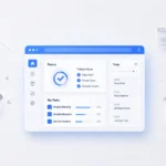 Professional minimalist illustration of Jememôtre showing a clean blue digital workspace dashboard in focus while faded notifications and blurred interface elements disappear into the background, representing reduced digital distractions, mental clarity, and better online focus.