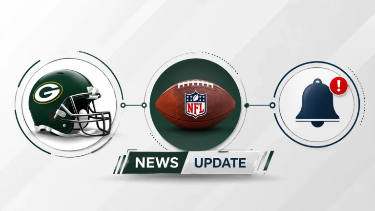 Josh Jacobs news illustration featuring a football helmet, football, and news alert icon connected in a modern sports update design.