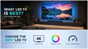 What LED TV is best displayed in a modern home entertainment setup with a premium 4K LED television.